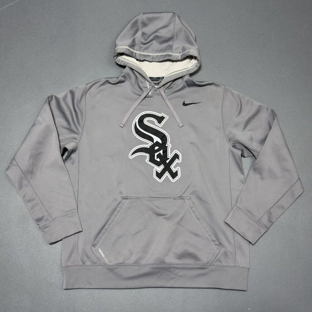 Nike Chicago White Sox Hoodie Mens Large Grey Therma FIT MLB Athletic Pullover